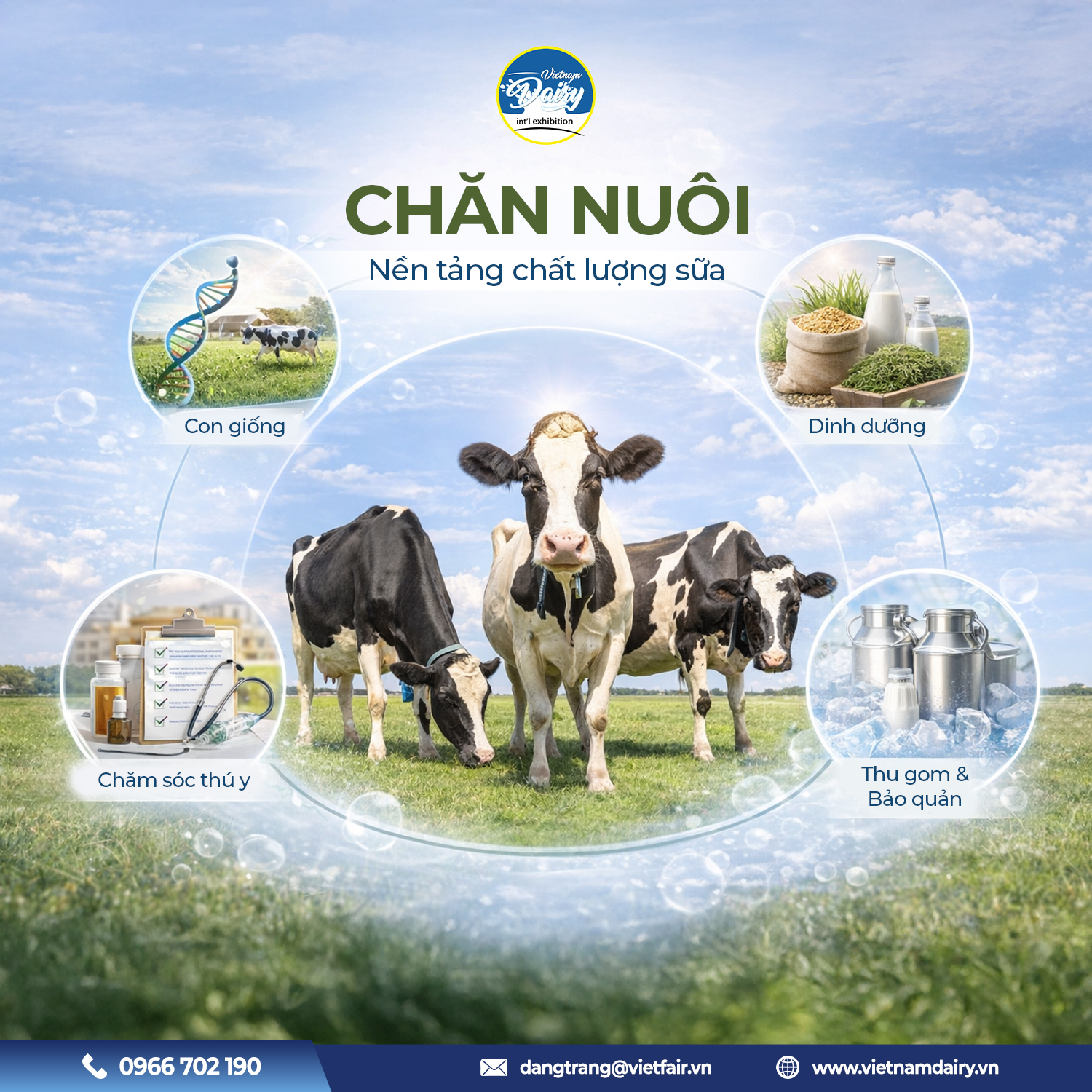Trang trại chăn nuôi bò sữa công nghệ cao cung cấp nguyên liệu cho ngành sữa.
