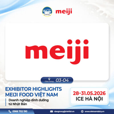 Gian hàng trưng bày sản phẩm dinh dưỡng của Meiji Food Việt Nam tại Vietnam Dairy Expo 2026.