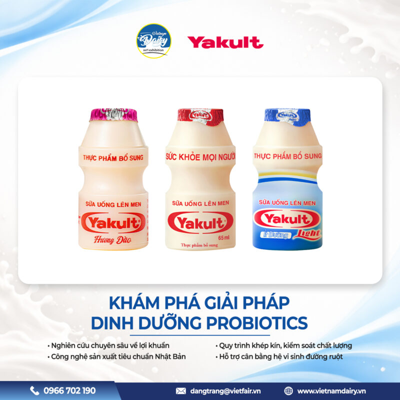 Gian hàng trưng bày dòng sản phẩm sữa uống lên men probiotics của Yakult Việt Nam.