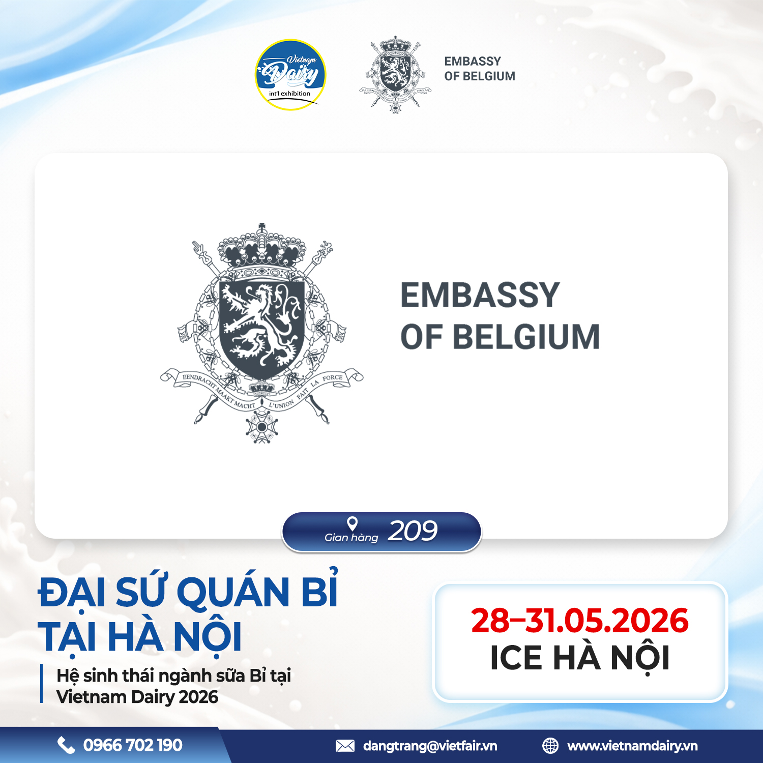 Không gian trưng bày hệ sinh thái ngành sữa cao cấp đến từ Đại sứ quán Bỉ tại Vietnam Dairy 2026.