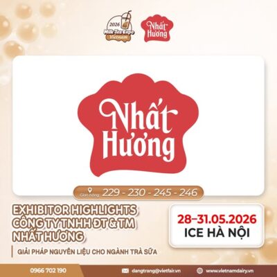 Hệ thống gian hàng quy mô lớn của Nhất Hương tại Vietnam Milk Tea and Beverage Innovation Expo 2026.