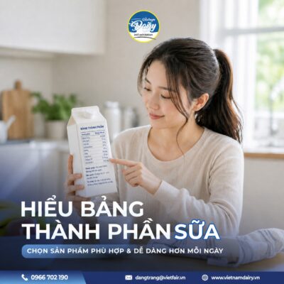 Cận cảnh bảng thành phần dinh dưỡng trên vỏ hộp sữa.